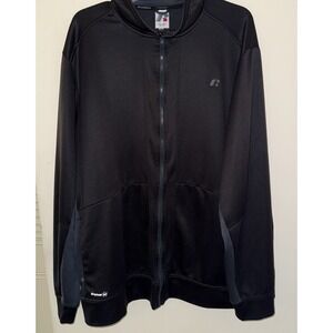 Russell Jacket Mens 2XL Gray Dri-Power 360 Full Zip Track Athletic Logo